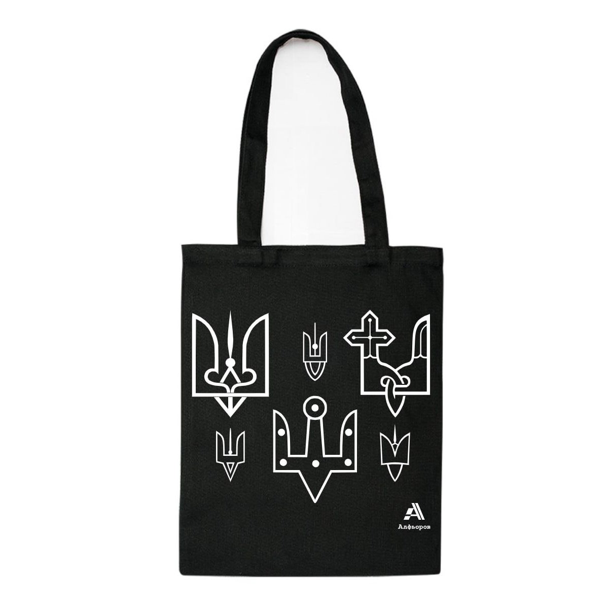 Еко-сумка шопер з бавовни чорна з ексклюзивним принтом